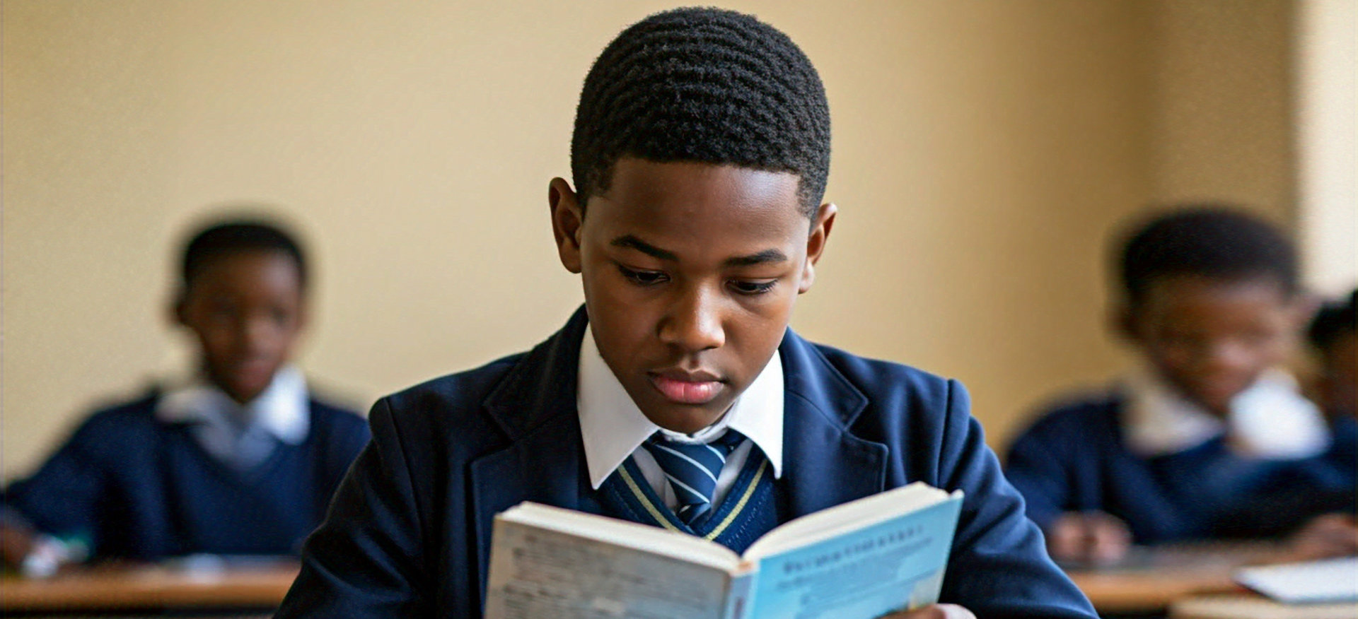 a student reading a book